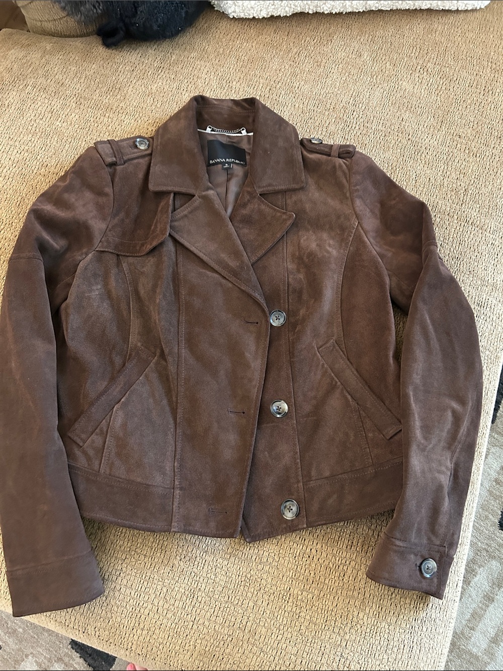Banana Republic Brown Suede Button-Front Jacket